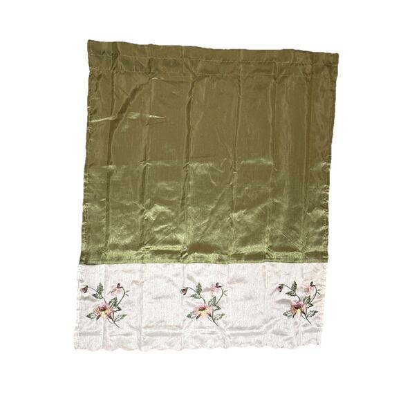 Set of 3 Beautiful Faux Silk Short Curtains Valances Panels Green Pink White - Picture 3 of 6